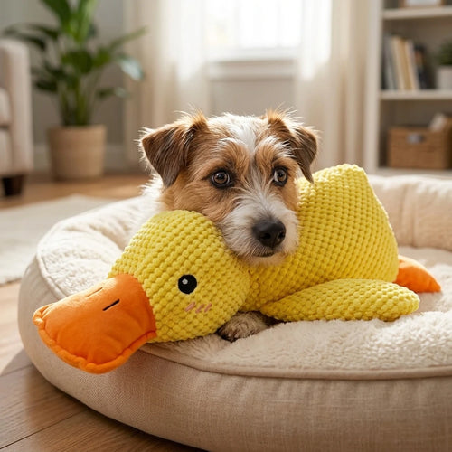 Calming Duck Dog Toy — Emotional Support Squeaky Plush for Anxious Dogs